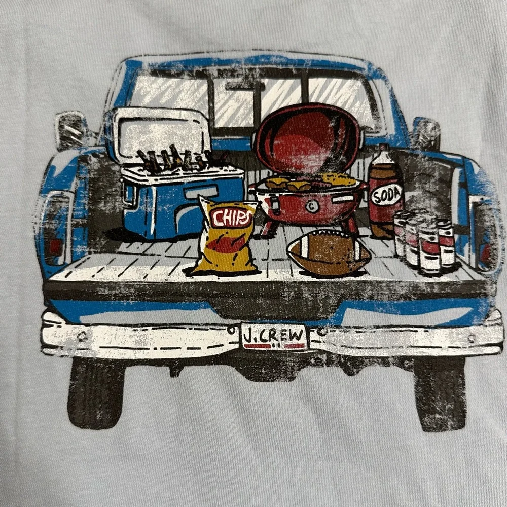 NWT J.Crew Men’s Blue tee shirts with Tailgate crew on front & picture on back.
